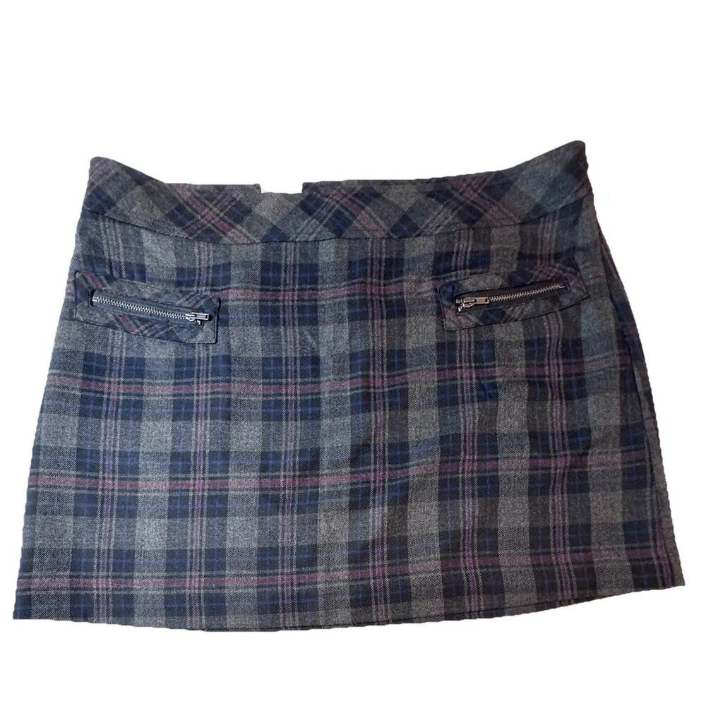 Gap Women’s Mini Skirt Front Zip Pockets Lined Plaid Size 14 Preppy Fall Fashion
